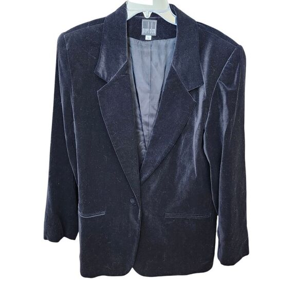 Vtg Black Velvet One button blazer by Mark Alan‎  Sz 14 - Picture 1 of 11
